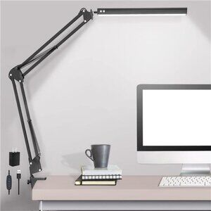 LED Desk Lamp,Adjustable Swing Arm Desk Lamp with Clamp,Dimmable Desk Light
